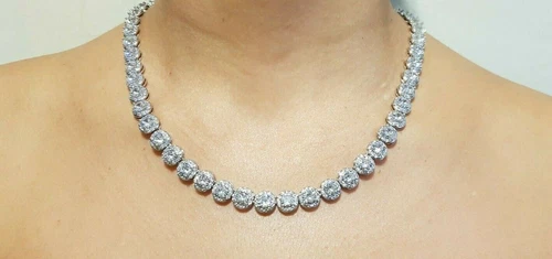 Collana Tennis Orecchini Angelica Sposa Matrimonio Adulto Braccialetto Set Ispirato 3pz - Foto 4 di 4