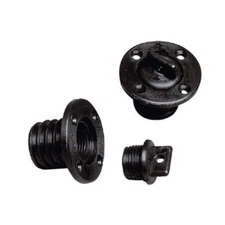 Nuova Rade Round Black Drain Socket With 4-Holes and Plug/Bung Dinghy Boating J3