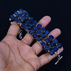 Natural Lapis Lazuli Gemstone Bracelet 925 Solid Silver Jewelry Gift For Women