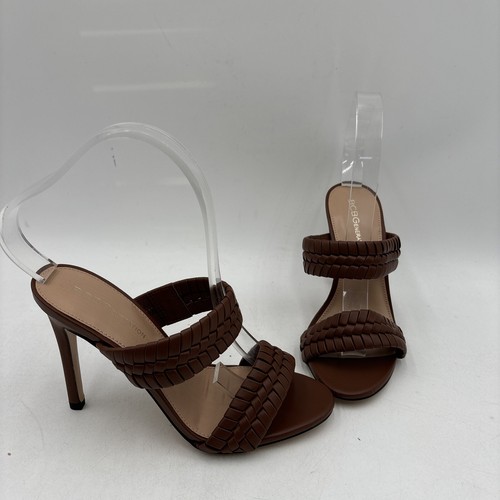 BCBGENERATION Jendi Brown Synthetic Open Toe Braided Strap Slip On Sandals, 7M