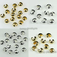 200/500pcs Silver/Gold Plt Copper Crimp Knot Cover End Beads Finding 3mm,4mm,5mm