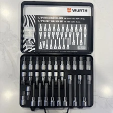 Wurth ZEBRA 1/2 Inch Torx, Multi-Point (12-Pt), & Allen Socket Set 31 Pc W/ Case