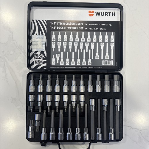Wurth ZEBRA 1/2 Inch Torx, Multi-Point (12-Pt), & Allen Socket Set 31 ...