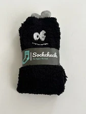 Happy Monster Blk Fuzzy Crew Socks for Women Cute Socks Novelty Socks Fun Socks