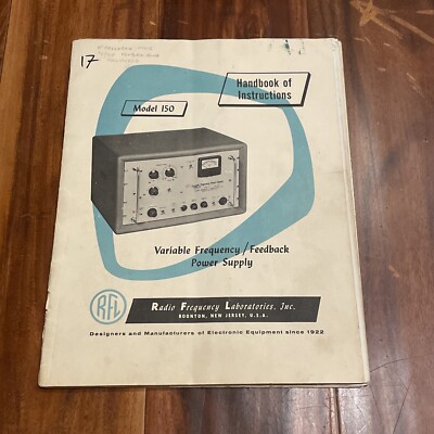 RFL 150 Variable Frequency/Feedback Power Supply Handbook Of Instructions Manual