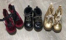 3 Pair Of Cat And Jack Infant Girls Black, Gold  Maroon Combat Boots Size 5
