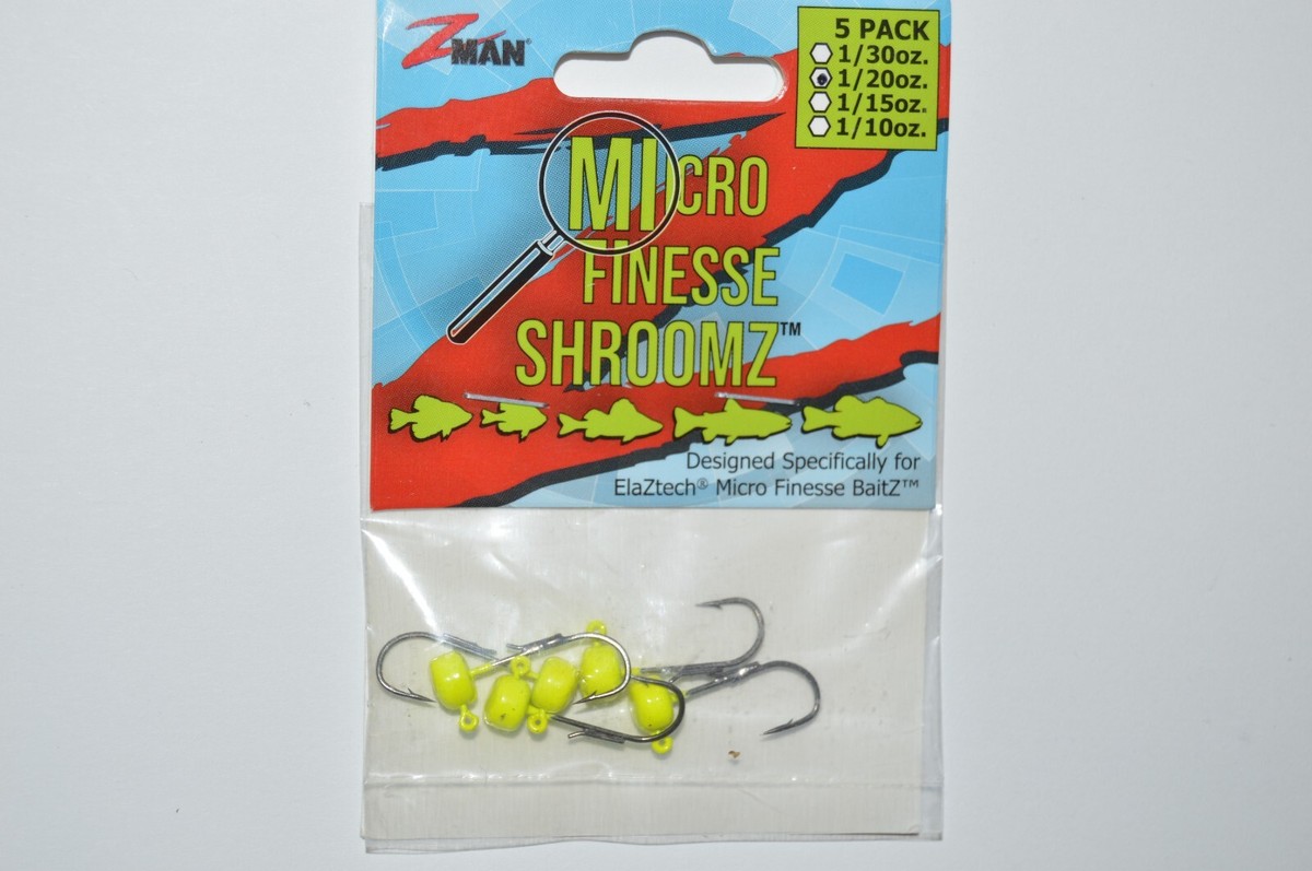3 Confezioni Z-Man Micro Finesse Shroomz Jigheads 1/20 Oz – Chartreuse, Per Bass