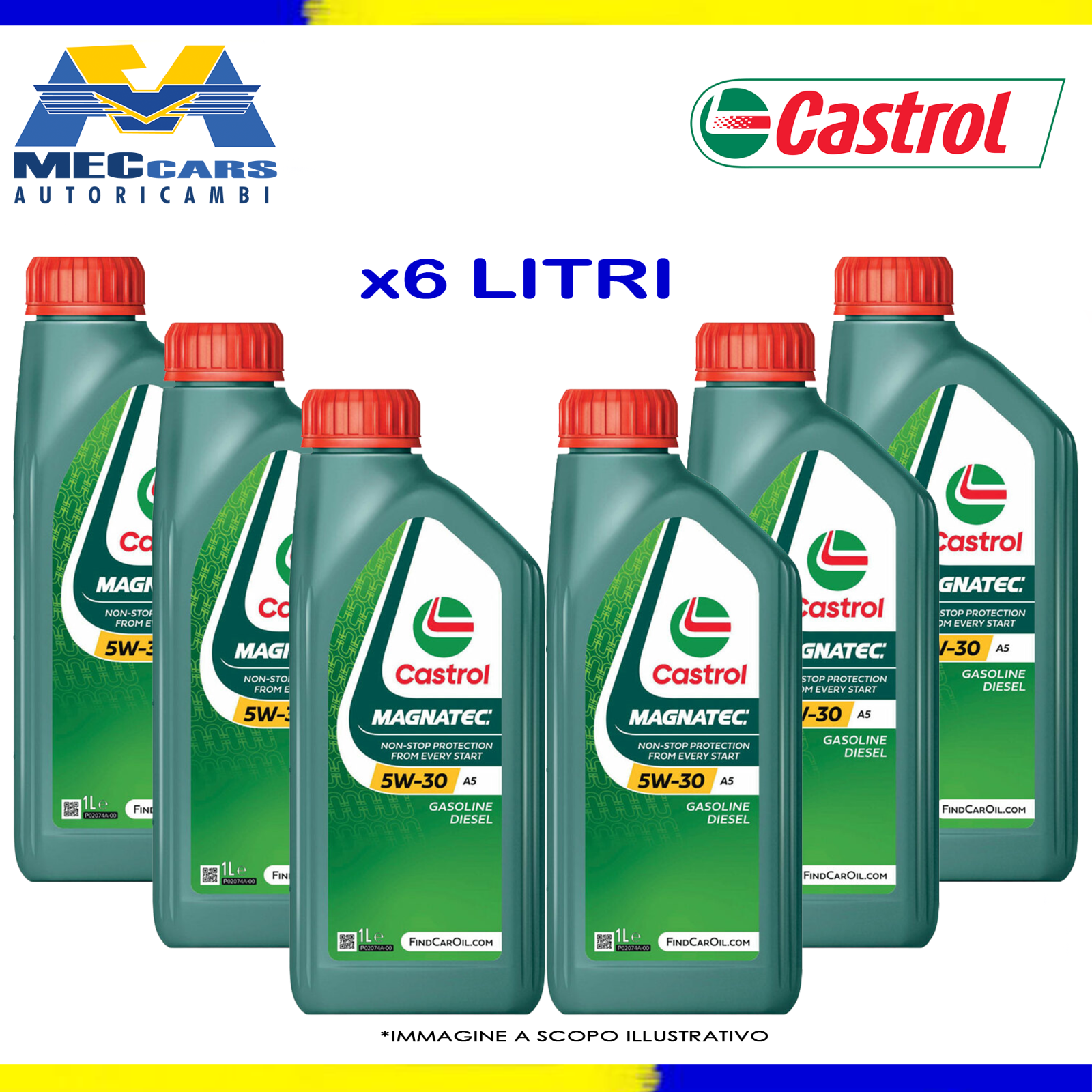 6 LITRI CASTROL MAGNATEC 5W30 A5 OLIO MOTORE AUTO BENZINA DIESEL FORD ACEA B5 A1