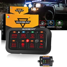 AUXBEAM For Jeep Wrangler JK TJ 1400W 8 Gang RGB Switch Panel Momentary Control