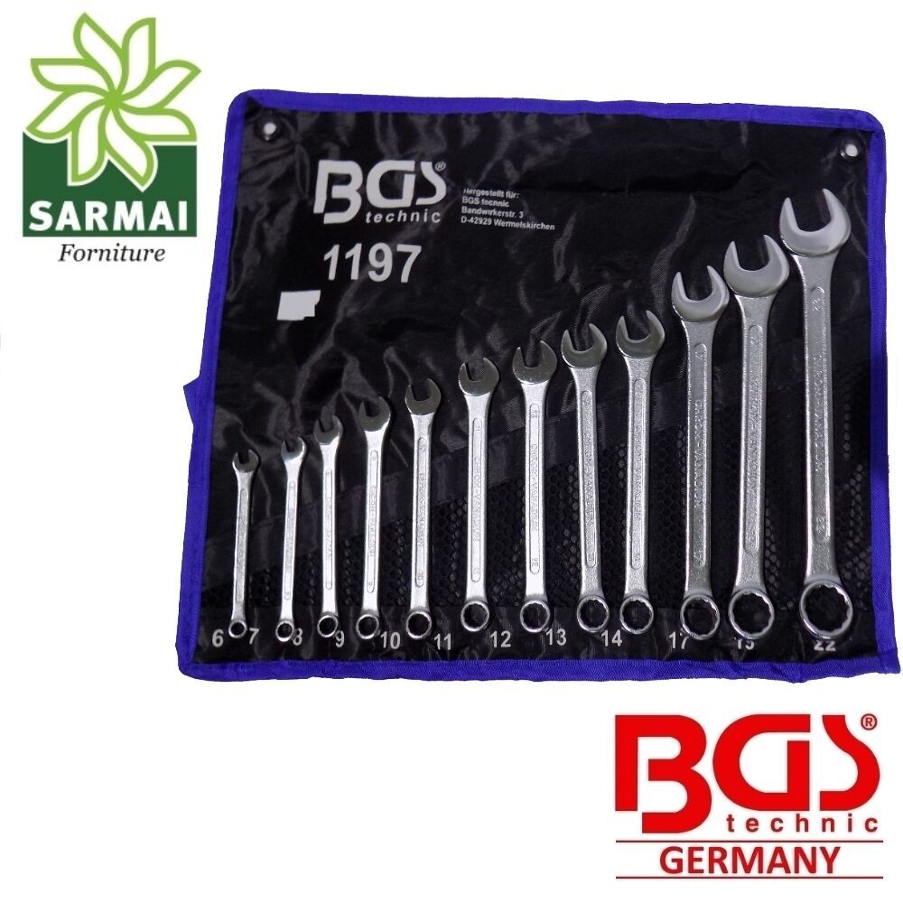 Set chiavi combinate 12 pz CHROME VANADIUM professionale fissa e stella BGS 1197