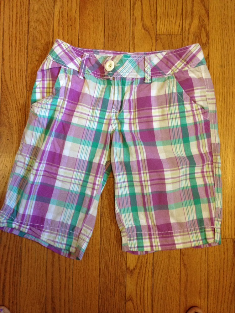 SO Girls Puple Green plaid cotton bermuda shorts Size Summer