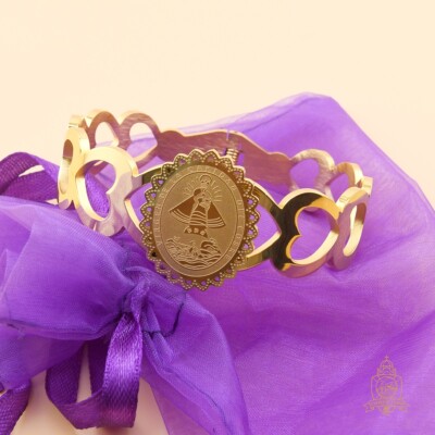 Catholic Town Stainless Steel Religious Bracelet with Virgen de la Caridad medal