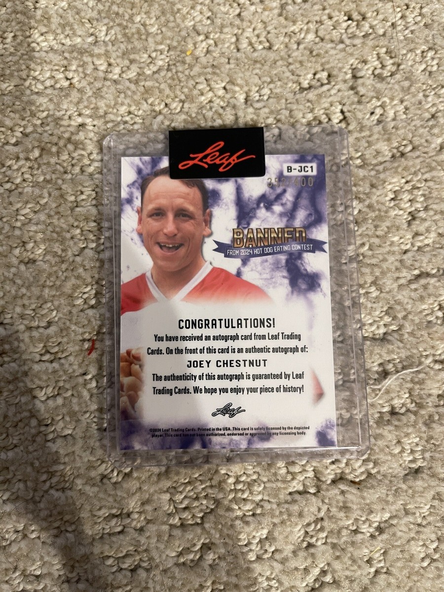 Joey Chestnut Banned Autographed Auto Card by Leaf Hot Dog