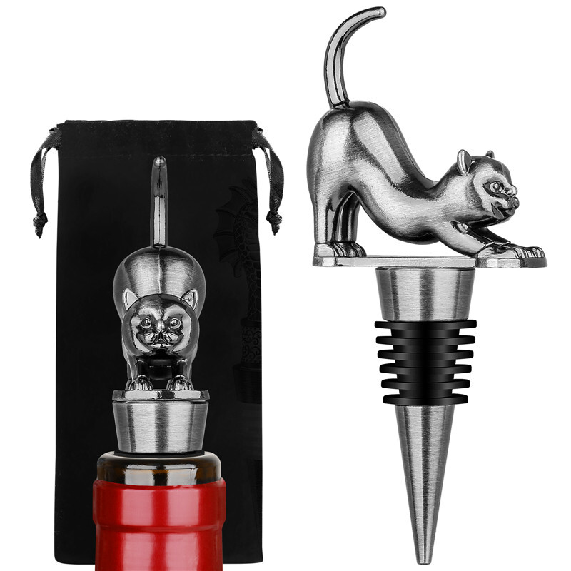 Tapón de vino antiguo con forma de gato cocina bar club fiesta champán tapones ahorradores
