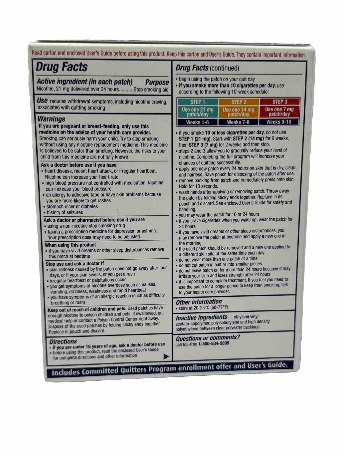 NicoDerm CQ 142050, 7 Step 1 Clear Nicotine Patches (1 Week Kit) See