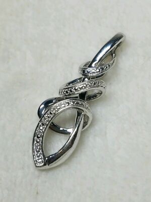 Wunderschöner 925 Sterling Silber Wirbel Anhänger Diamant Akzent 