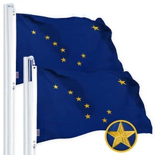 NEW G128 Alaska Flag 2-Pack 2.5x4 FT Embroidered Tough Spun Polyester, State
