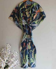 Indian 100% Cotton Long Kaftan Dress Blue Color  Kimono Sleepwear Caftan Maxi