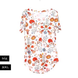 LuLaRoe Iris Top V Neck Tunic 3XL Floral Flower White Red Yellow NEW | eBay