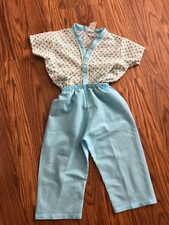 Vtg 70s Toddler Time Girls Snap Pajamas JCPenneys Blue Rose buds size 2T