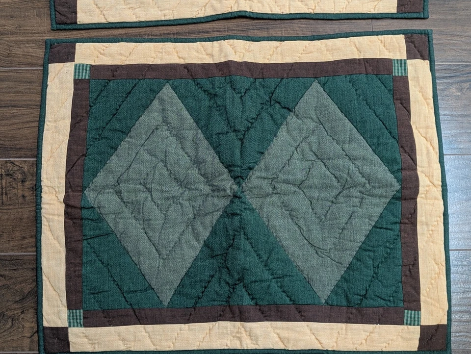 Patch Magic Quilted Pillow Sham 2 Standard Size Lodge Cabin Country Plaid Tie - Image 4 of 4