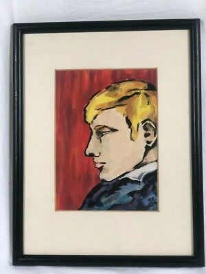 Portrait Mann Gemälde Aquarell ''Der junge Andy Warhol''? unleserlich Monogammiert
