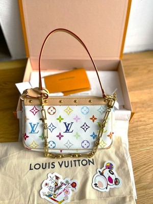 LOUIS VUITTON x MURAKAMI * NEU ! POCHETTE ACCESSORIES Monogram Multicolor weiß