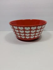 Waechtersbach Red White Ceramic Heart Serving Bowl Large 3 Rows Hearts Vintage