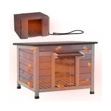 GUTINNEEN Heated Outdoor Insulated Dog House with Heating Pad and 6-Sided Ins...