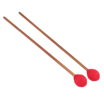 2 PCS Medium Red Hard Yarn Head Keyboard Marimba Mallets Maple Wood Handle