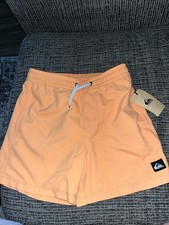 NWT QUICKSILVER 71F-457 BOYS SOLID BOARD SHORTS Size 12 Medium Peachy/Orange