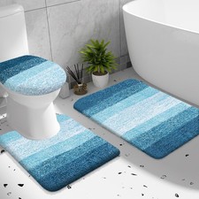 Olanly Bathroom Rugs Sets 3 Piece Soft Microfiber Absorbent Bath Mat U-Shaped