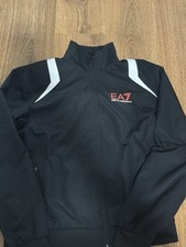 EA7 Emporio Armani Herren Trainingsjacke M Baumwolle Schwarz/Wei&szlig; Stehkragen