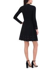 Vince Camuto Womens Embellished Mock Neck Dress - Black, small