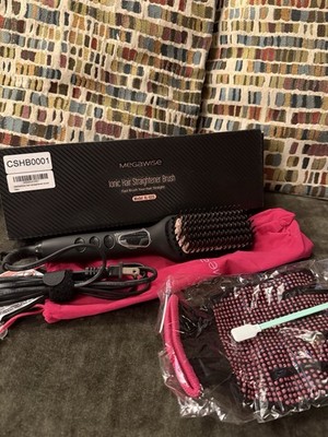 MEGAWISE Ionic Hair Straightener Brush   Fast Heating 