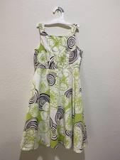My Michelle White Brown Green Floral Flower Sleeveless Dress