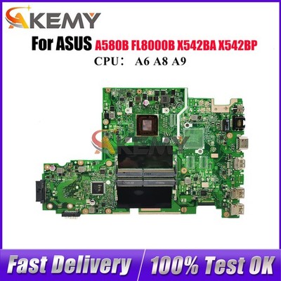 X542BA Laptop Motherboard For ASUS X542BP A580B FL8000B Mainboard W/ CPU