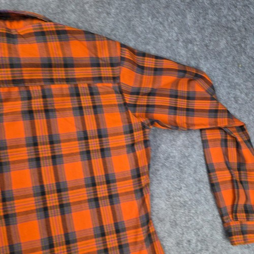 Men's Cat Lumberjack Shirt Long Sleeve Check Button Down Size M Orange G11-21 - Picture 13 of 20