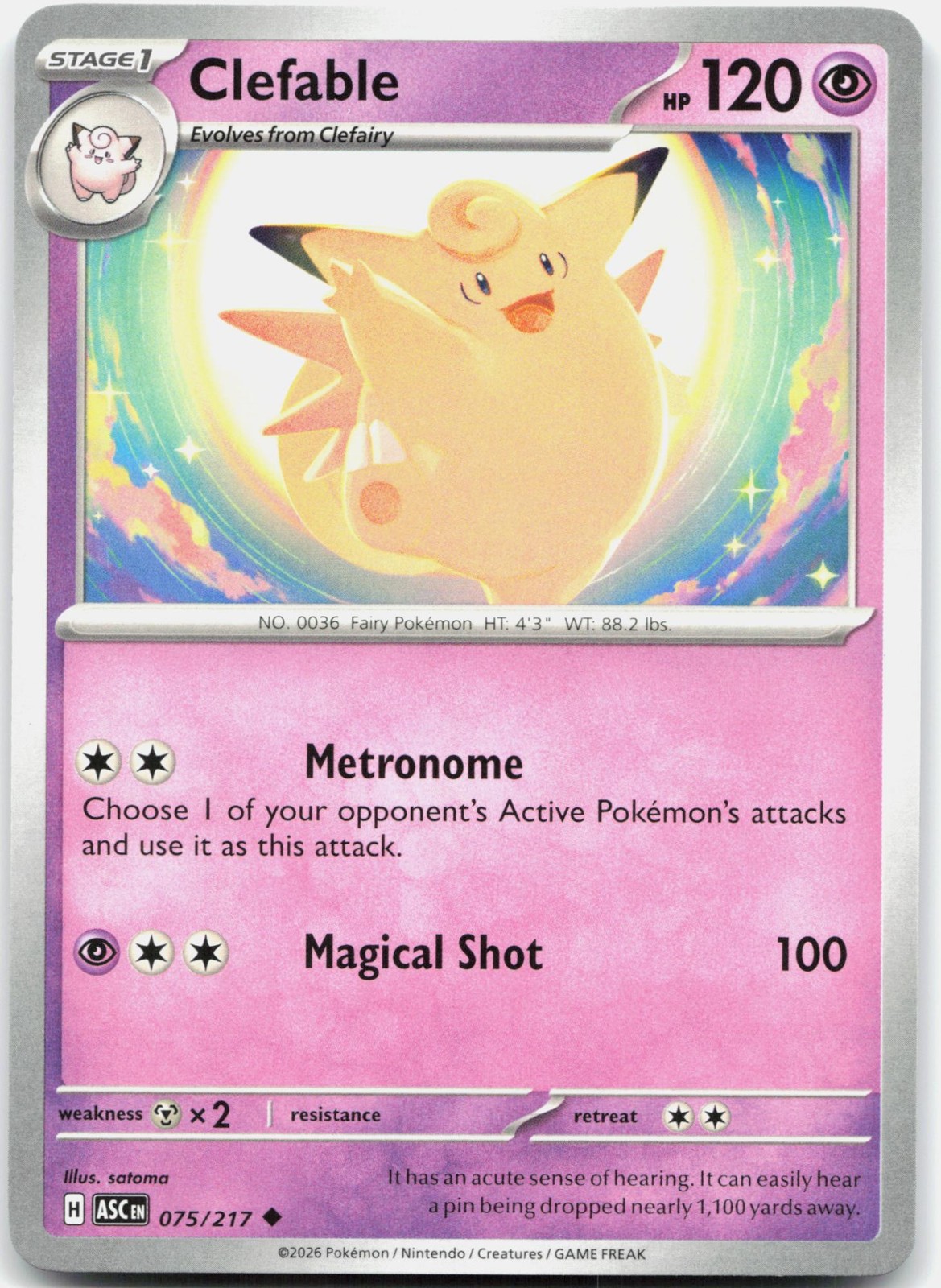 Clefable Uncommon ME: Ascended Heroes 075/217 NM/M Pokemon