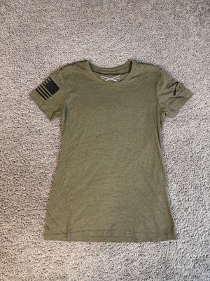 Grunt Style Shirt Womens S Green American Flag Patriotic Crew Neck Tee Tagless