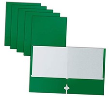 Two Pocket Portfolio Folders, 50-Pack, Green, Letter Size Paper Folders, by ,