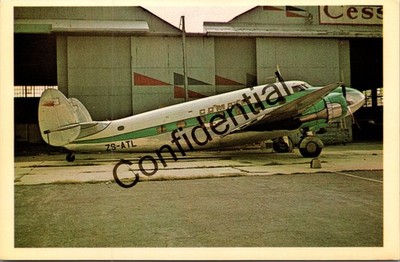 Airplane Postcard Lockheed Lodestar ZS-ATL Comair Johannesburg Aircraft V496