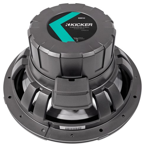 KICKER 45KM102 10" 350w Marine Boat Subwoofer Sub+Charcoal Grille w/LED's+Remote - Picture 5 of 11