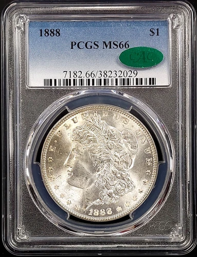 1888 Morgan Dollar certified MS 66 by PCGS and CAC!