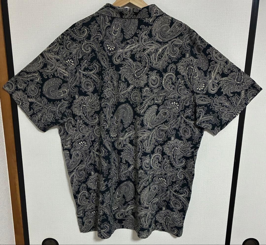 Rare XL Paisley Open Collar 90s Polo Ralph Lauren Shirt Navy White F/S image 7