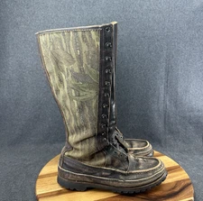 VTG WC Russell Moccasin Boots Camo Turkey Hunt Snake Proof 16” Tall Men’s Sz 10C