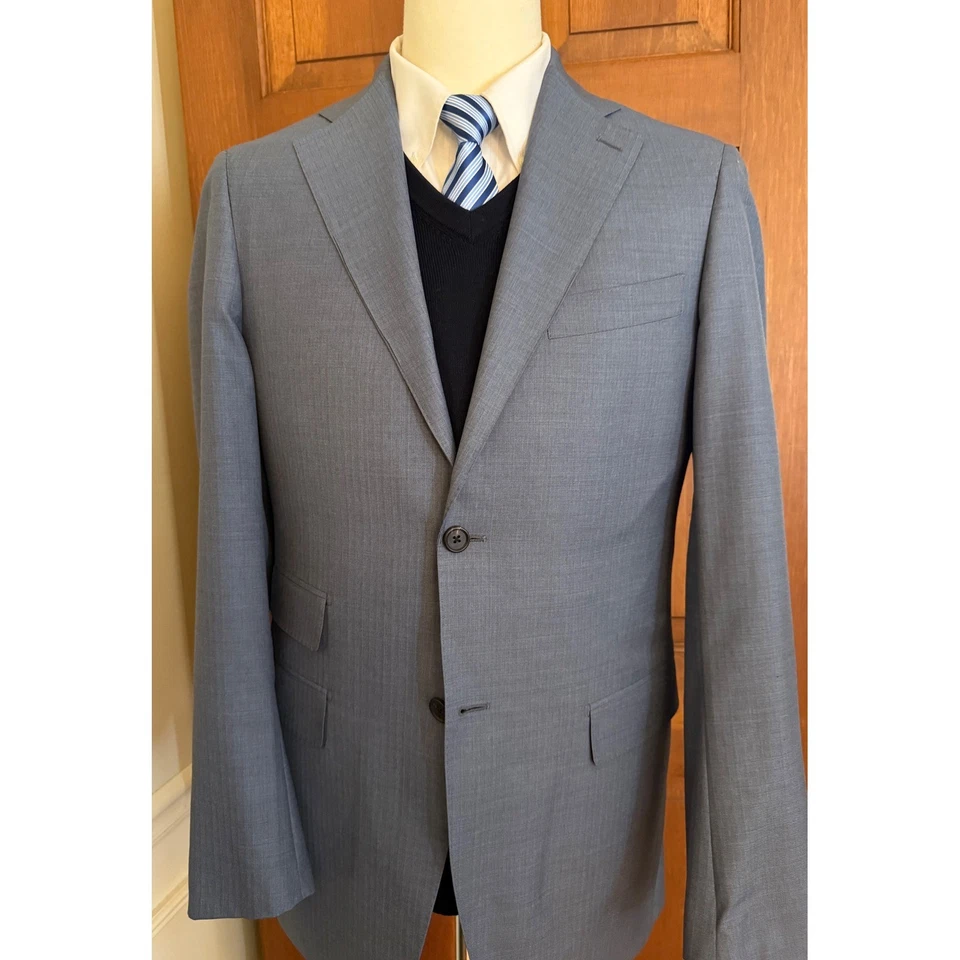 Blazer de lana a medida Loro Piana para hombre 38R azul puños de cirujano abrigo deportivo chaqueta Foto 2 de 4