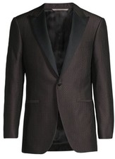 Canali JACQUARD Black Dinner Jacket Size US 42/EU52 MSRP 1895