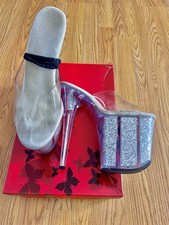 Very Used 8inch Pleaser Heels Size 10 Sparkly Silver