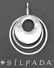 SILPADA Hammered Sterling Silver Round 3 Ring PERSPECTIVA Pendant N1329 RETIRED